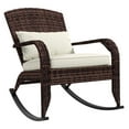 thumbnail image 1 of Outdoor Wicker Adirondack Rocking Chair, Patio Rattan Rocker Chair with High Back, Seat Cushion, and Pillow for Garden, Porch, Balcony,White as Pic, 1 of 9