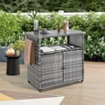 thumbnail image 1 of Outdoor Wicker Bar Cart, Rolling Rattan Beverage Serving Cart with Wheels and Glass Top, Patio Wine Bar Counter Table for Garden, Porch, Poolside, Backyard; Gray, 1 of 8