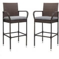 Outdoor Wicker Bar Stools Set of 2 with Cushions, Outdoor Bar Chairs