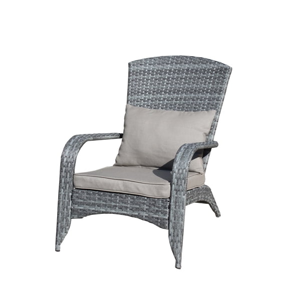Outdoor Wicker Chair With Seat And Back Cushions Wide Armrest Rattan Upholstered Armchair For Bedroom Swimming Pool Courtyard