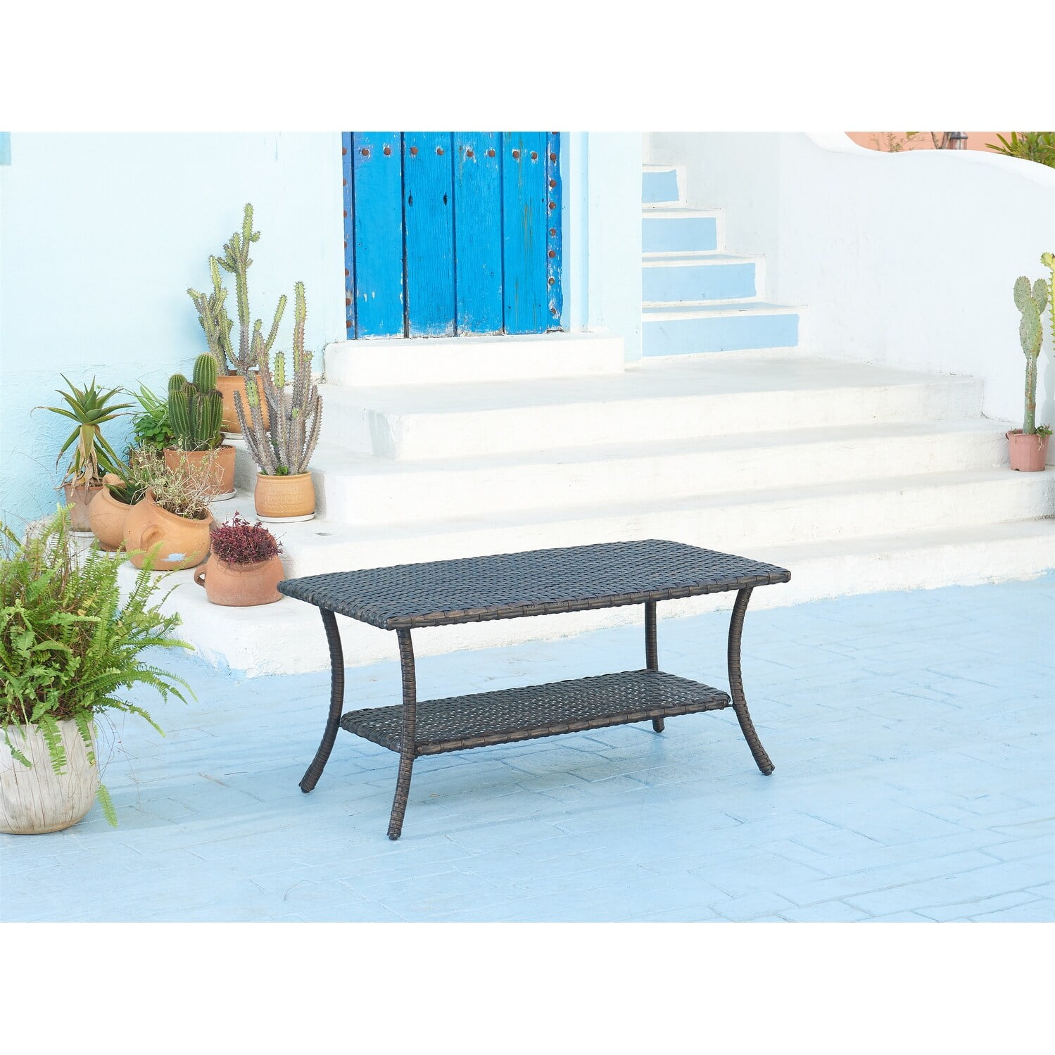 Outdoor Wicker Coffee Table, Patio Rattan Coffee Table