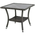 thumbnail image 1 of JOIVI Outdoor Wicker End Table Square Glass Top Rattan Coffee Table with Storage, Aluminum Frame, Gray, 1 of 7