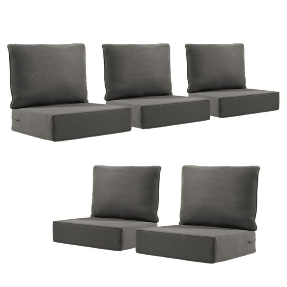 Outdoor Wicker Furniture Cushion Set, 24 x 22 x 6 Thicken Deep Seat Patio Chair Cushions, Dark Grey, 5 Sets