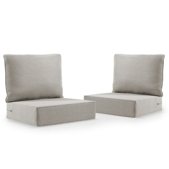 Outdoor Wicker Furniture Cushion Set, 24 x 22 x 6 Thicken Deep Seat Patio Chair Cushions, Light Grey, 2 Sets