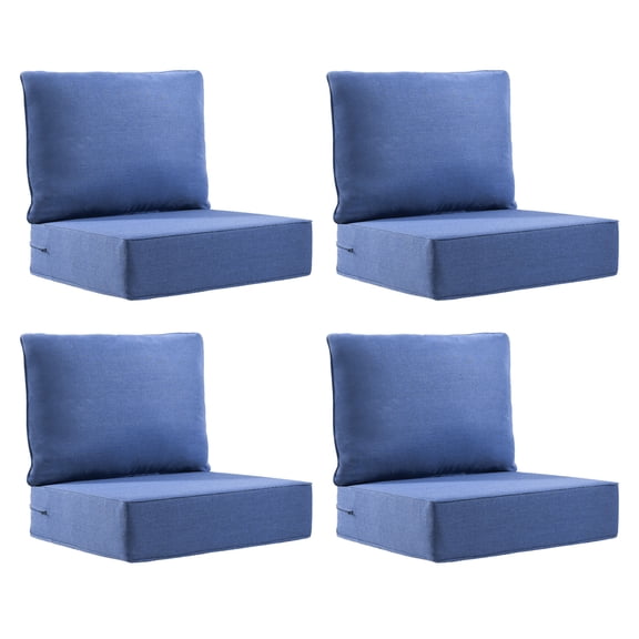 Outdoor Wicker Furniture Cushion Set, 24 x 22 x 6 Thicken Deep Seat Patio Chair Cushions, Navy Blue, 4 Sets