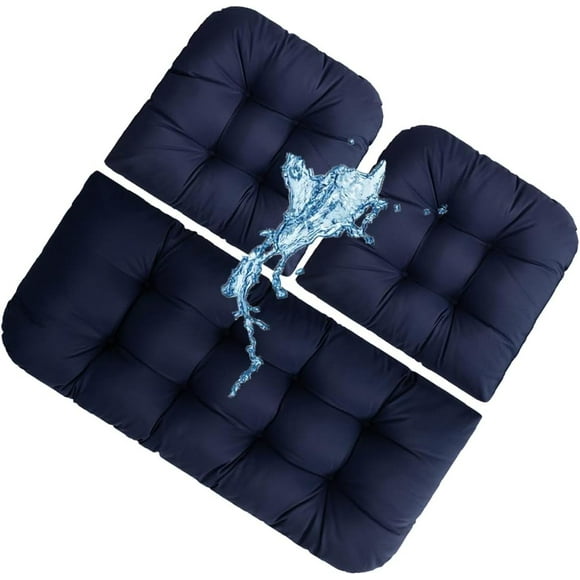 Outdoor Wicker Patio Furniture Cushions 3 Piece Set Waterproof Settee Cushion All-Weather Durable Fluffy Chair Pads,Porch Swing Cushion,1 Bench Cushions,43”x20”&2 U-Chair Pads 19”x19”& Green