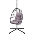 thumbnail image 1 of Outdoor Wicker Rattan Swing Chair Hammock Chair Hanging Chair With Aluminum Frame And Blue Cushion Without Stand Pink Cushion, 1 of 6