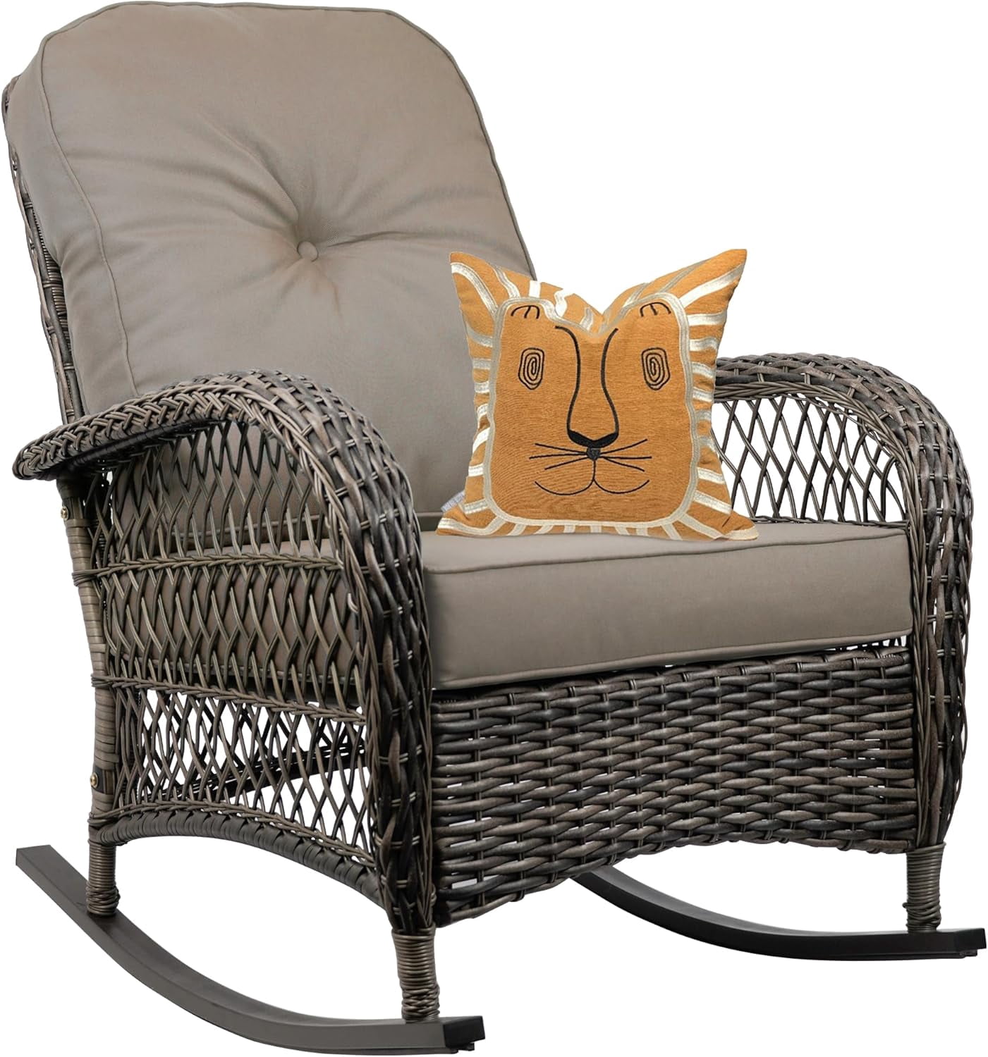 Outdoor Wicker Rocking Chair, All Weather Resin Rattan Wicker Rocking ...