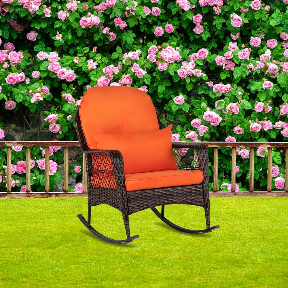 Outdoor Wicker Rocking Chair, All Weather Resin Rattan Wicker Rocking ...