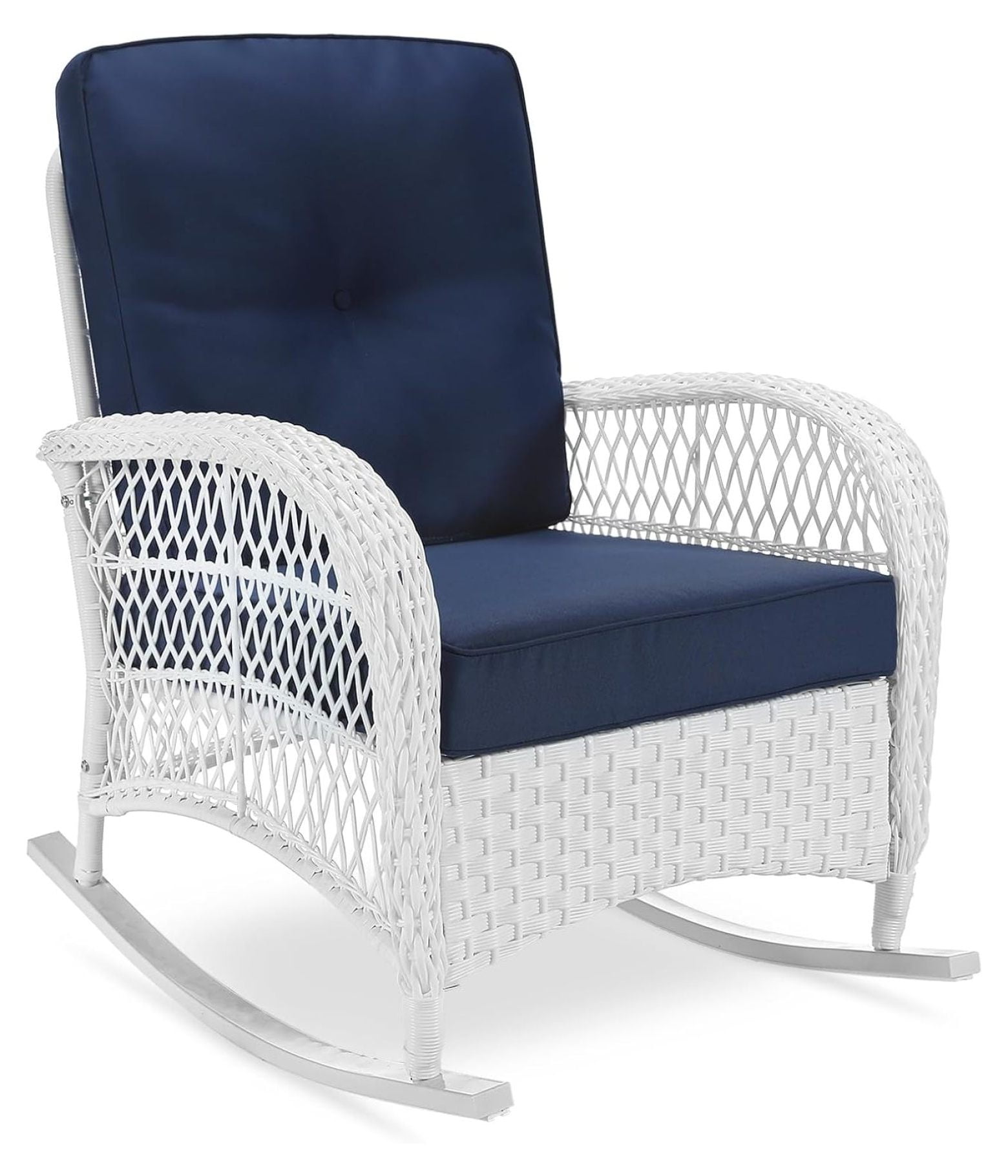Outdoor Wicker Rocking Chair, Patio Rattan Rocker Chair with Cushions ...