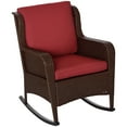thumbnail image 1 of Outdoor Wicker Rocking Chair, Rattan Rocker with Cushions, Steel Frame for Patio, Garden, Backyard, Wine Red, 1 of 7