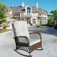 thumbnail image 1 of Outdoor Wicker Rocking Chair With Thick Cushion And Wide Seat Comfortable Patio Rattan Rocker For Garden Relaxation, 1 of 7