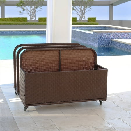 Barton Pool Storage Organizer with PE Rattan for Pool Floats, Noodles, Toys, Cushions, Life Vests, Beach Balls, Patio Furniture