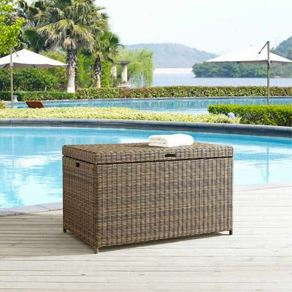 Outdoor Wicker Storage Bin - Durable Steel Frame, UV Resistant Resin, Plastic Lid Deck - Keep Your Entertaining Area Neat and Organized