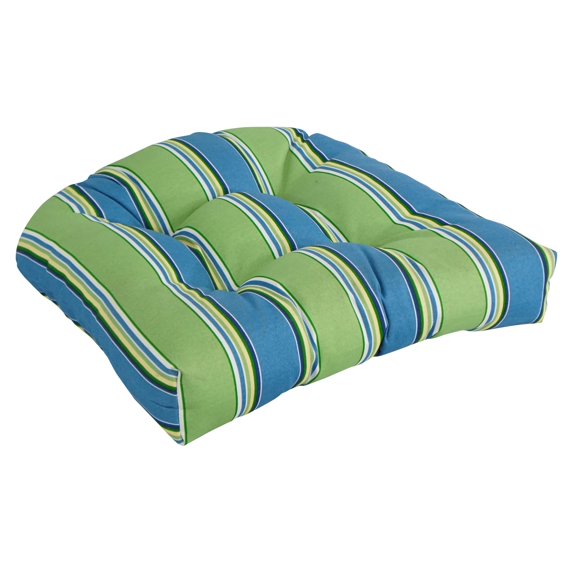Blazing Needles 19-inch Rounded Back Indoor/Outdoor Chair Cushion - 19" x 19" Haliwell Caribbean