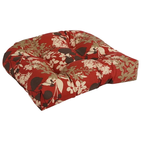 Blazing Needles 19-inch Rounded Back Indoor/Outdoor Chair Cushion - 19" x 19" Montfleuri Sangria