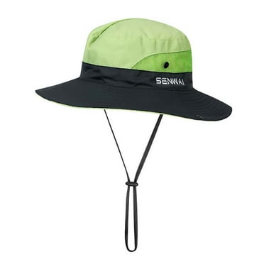 Outdoor Wide Brim Bucket Hat Quick Drying Breathable Packable Foldable Sunshade Sun Ponytail Cap With Chin Strap