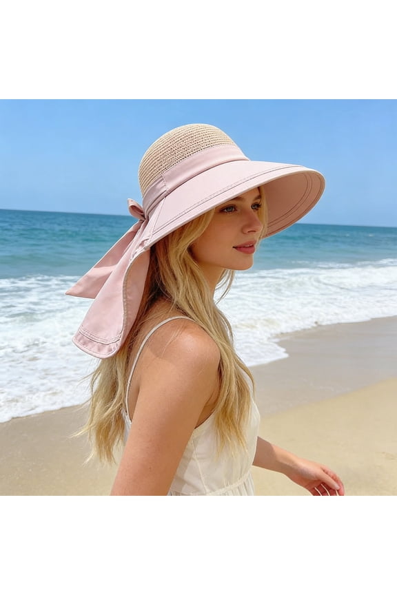 Outdoor Wide Brim Sun Hat with Neck Flap,UPF50+ Breatha Mesh Visor Hat,Poly Travel Leisure Hat,Water-Resistant,for Men Women,Spring Summer Fishing Camping Hiking Accessories,Pink