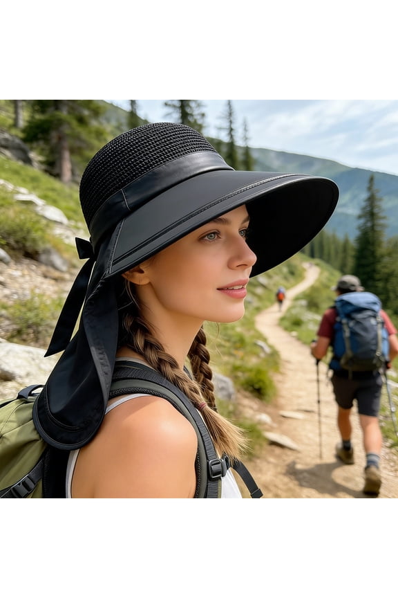 Outdoor Wide Brim Sun Hat Windproof Fisherman Hat Breathable UV Protection Travel Leisure Sunshade Cap Polyester Lightweight Foldable Summer Hiking Fishing Beach Gardening Sun Protection Hat