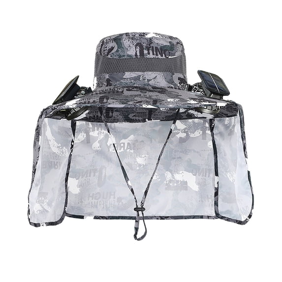 Outdoor Wide Brim Sun Hat with 2 Solar Fan - 2026 Sun Bucket Hat for Men Women, UPF 50+ Bucket Fishing Beach Hat Fan Built in