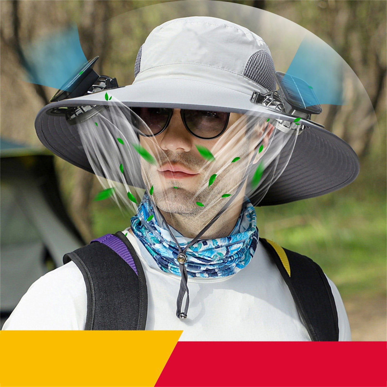 Solar Powered Sun Hat With 2 Built-in Fans - Wide Brim Bucket Hat For Fishing, Beach & Outdoor Activities