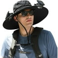 thumbnail image 1 of Outdoor Wide Brim Sun Hat with 2 Solar Fan Sun Bucket Hat for Men Women UPF 50+ Bucket Fishing & Beach Hat with Fan Built in, 1 of 15