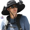 thumbnail image 1 of Outdoor Wide Brim Sun Hat with 2 Solar Fan Sun Bucket Hat for Men Women UPF 50+ Bucket Fishing & Beach Hat with Fan Built in, 1 of 9