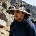 thumbnail image 1 of Outdoor Wide Brim Sun Hat with 2 Solar Fan Sun Bucket Hat for Men Women UPF 50+ Bucket Fishing & Beach Hat with Fan Built in, 1 of 6