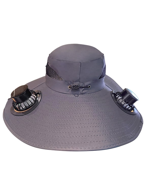 Outdoor Wide Brim Sun Hat with 2 Solar Powered Fan, Bucket Hat for Men Women, Fishing, Gardening & Beach Hat