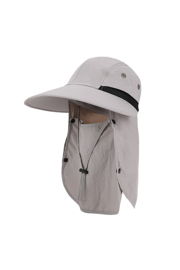 Outdoor Wide Brim Sun Hat with Removable Face Cover & Neck Shawl, Summer Sunscreen Fishing Hat for Men Women