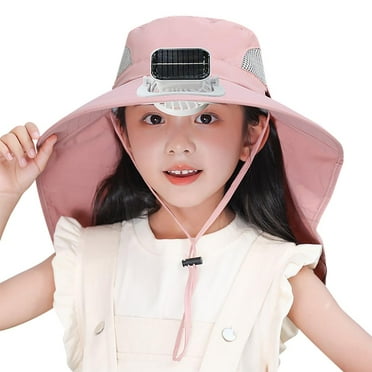 Outdoor Wide Brim Sun Hat with Solar Fan,Solar Fan Hats for Kid UPF 50+,Hat with Fan Built in,Fishing & Beach M4E2