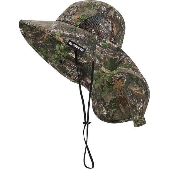 Outdoor Wide Brim Sun Hats with Neck Flap Blocking UV Protection Cap by Solaris Unisex UPF 50  Foldable Mesh Net for Fin