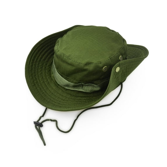 Outdoor Wide Brim Sun Protect Hat, Classic US Combat Army Style Bush Jungle Sun Cap for Fishing Hunting Camping Army Green 5