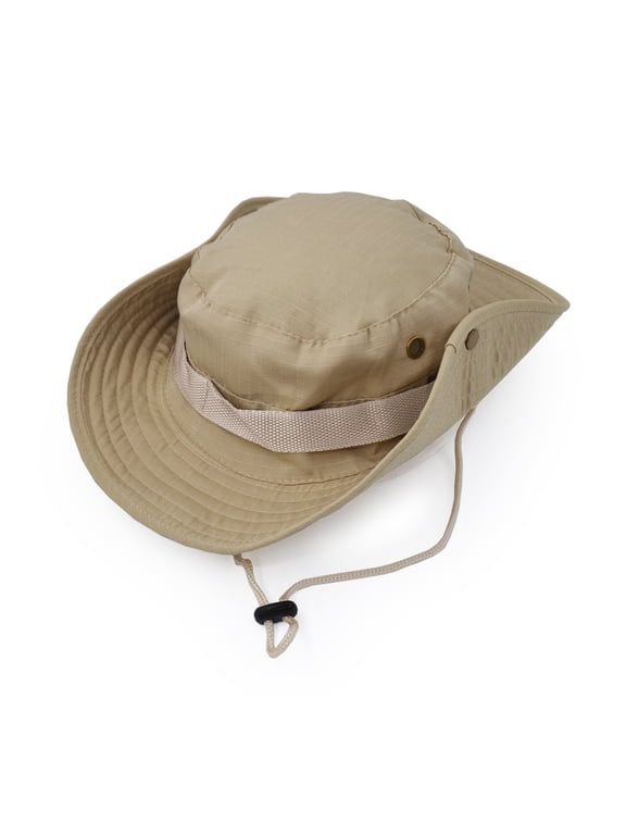 Outdoor Wide Brim Sun Protect Hat, Classic US Combat Army Style Bush Jungle Sun Cap for Fishing Hunting Camping Light Khaki 1