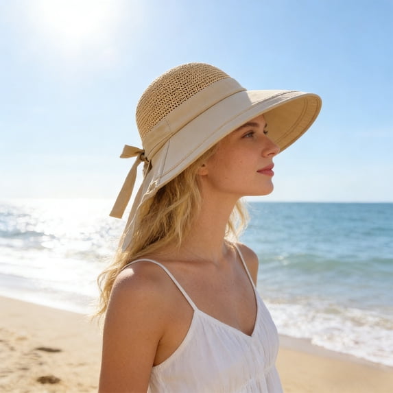 Outdoor Wide Brim Sun Protection Hat, Breathable Windproof Fisherman Hat for Travel Leisure Spring Summer Sunscreen UPF