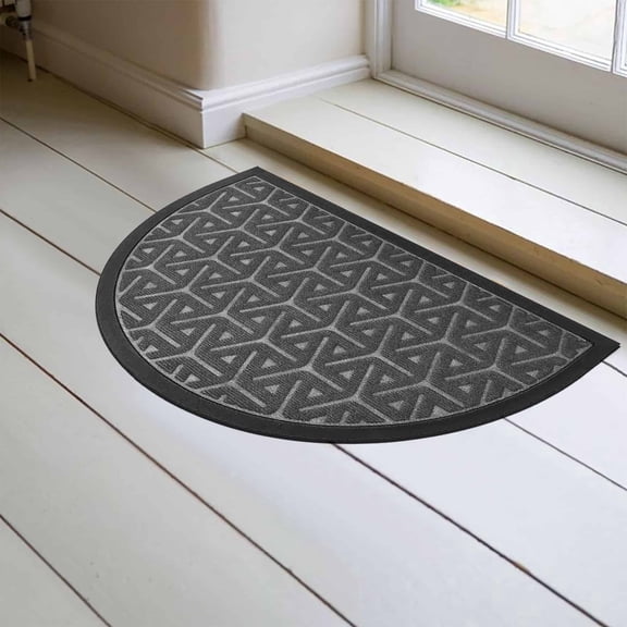 Evideco Dark Gray Wilson Rubber Half Round Door Mat 30x18 Inches - Rubber Backing, Weather Resistant - Outdoor - Front Door Mat for Entryway, Porch, Patio