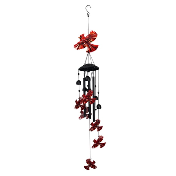 Outdoor Wind Chimes, Metal Wind Chimes, Hanging Garden Decor, Cardinal Bird Decor for Home, 34X5 Inch Red Cardinal Painted Metal Hanging Ornament, 1Pc No Assembly Required Durable