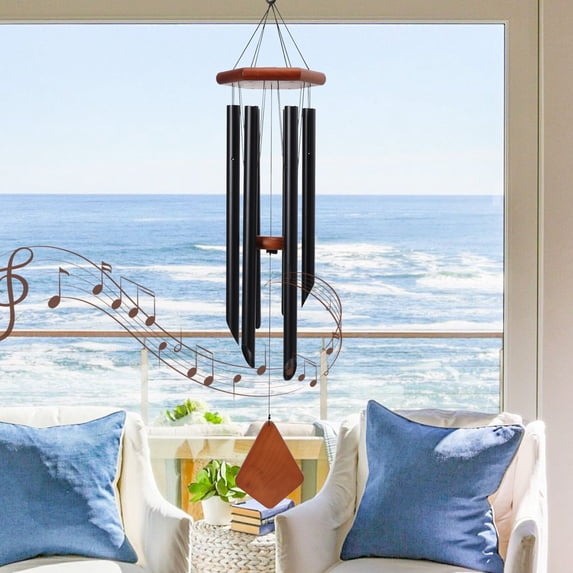 Outdoor Wind Chimes, Metal Wind Chimes, Musical Wind Chimes, Wooden Tags, Six Metal Tubes, Suitable For Courtyard Garden Lawns