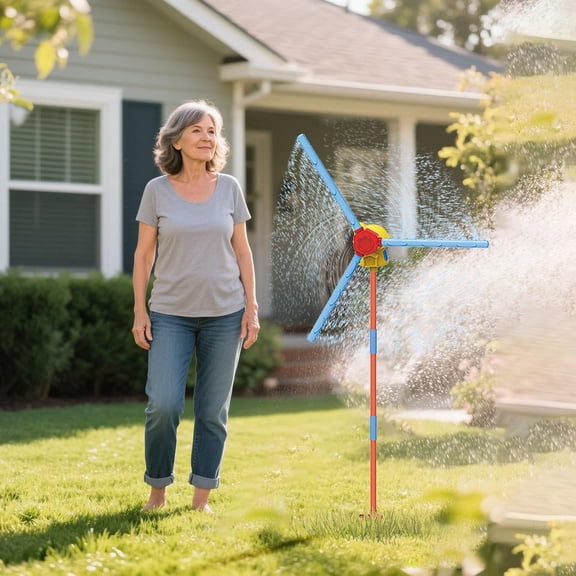 Outdoor Windmill Sprinkler Tool, Rotating Water Sprayer Gadget for Lawn Garden, Fun Water Dispensing Accessory for Outdoor Leisure, Easy to Install & Operate, Summer Backyard Fun
