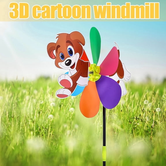 Outdoor Windmill Toy for Kids Featuring Three Cartoon Patterns in Garden Playset for Outdoor Use