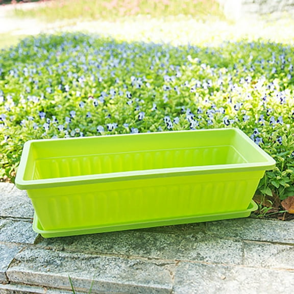 Outdoor Window Box Planter Rectangular Flower Pot with Drainage Tray for Vegetables,Herbs Flowers Durable Indoor/Outdoor Planter for Windowsill,Garden,Patio Balcony(16.93*7.48*5.51Inch)