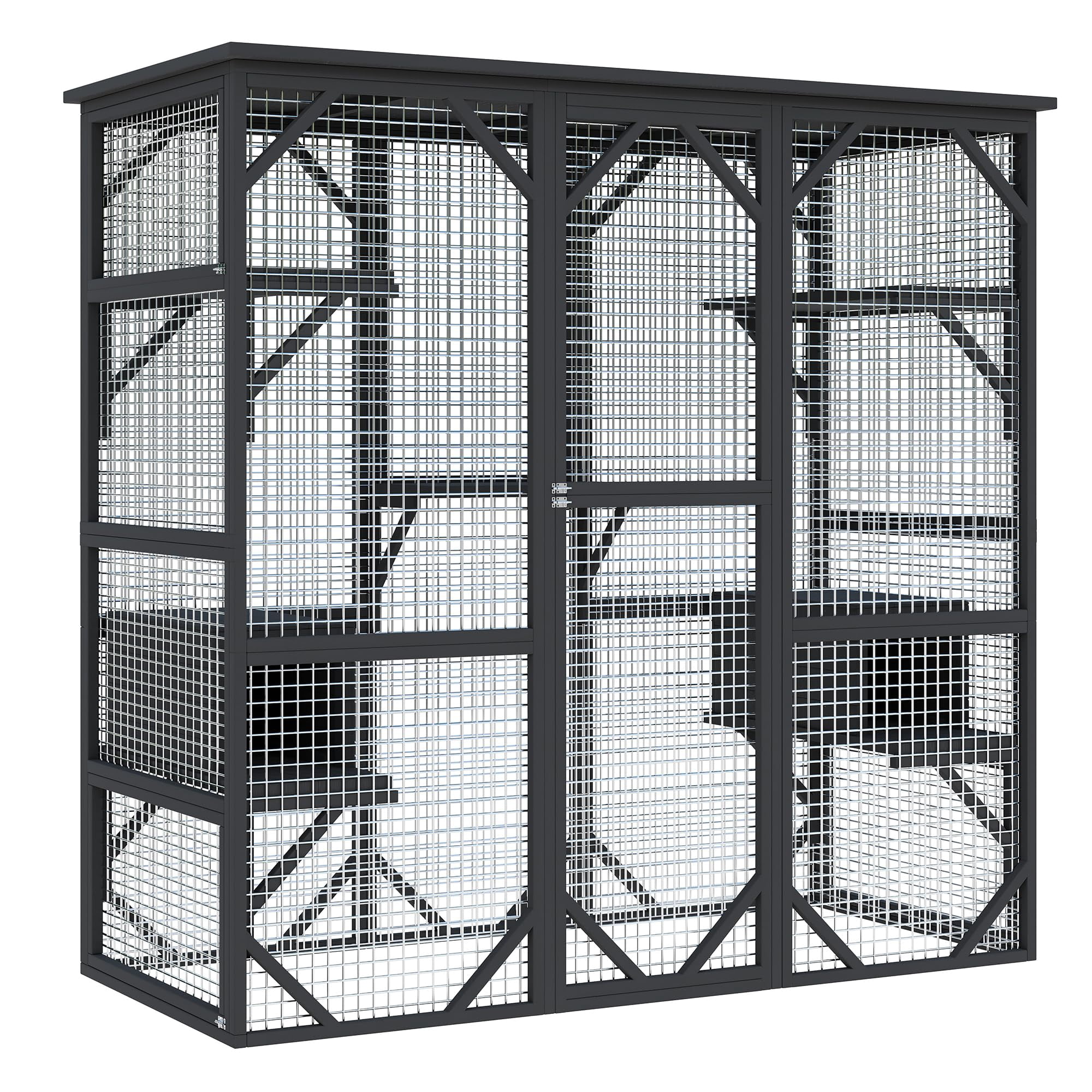 Outdoor Window Cat Enclosure, Walk-in Cat Cage, Outdoor Enclosure Extra Large,Black,Large