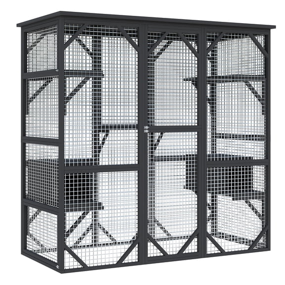 Outdoor Window Cat Enclosure, Walk-in Cat Cage, Outdoor Enclosure Extra Large,Black,Large