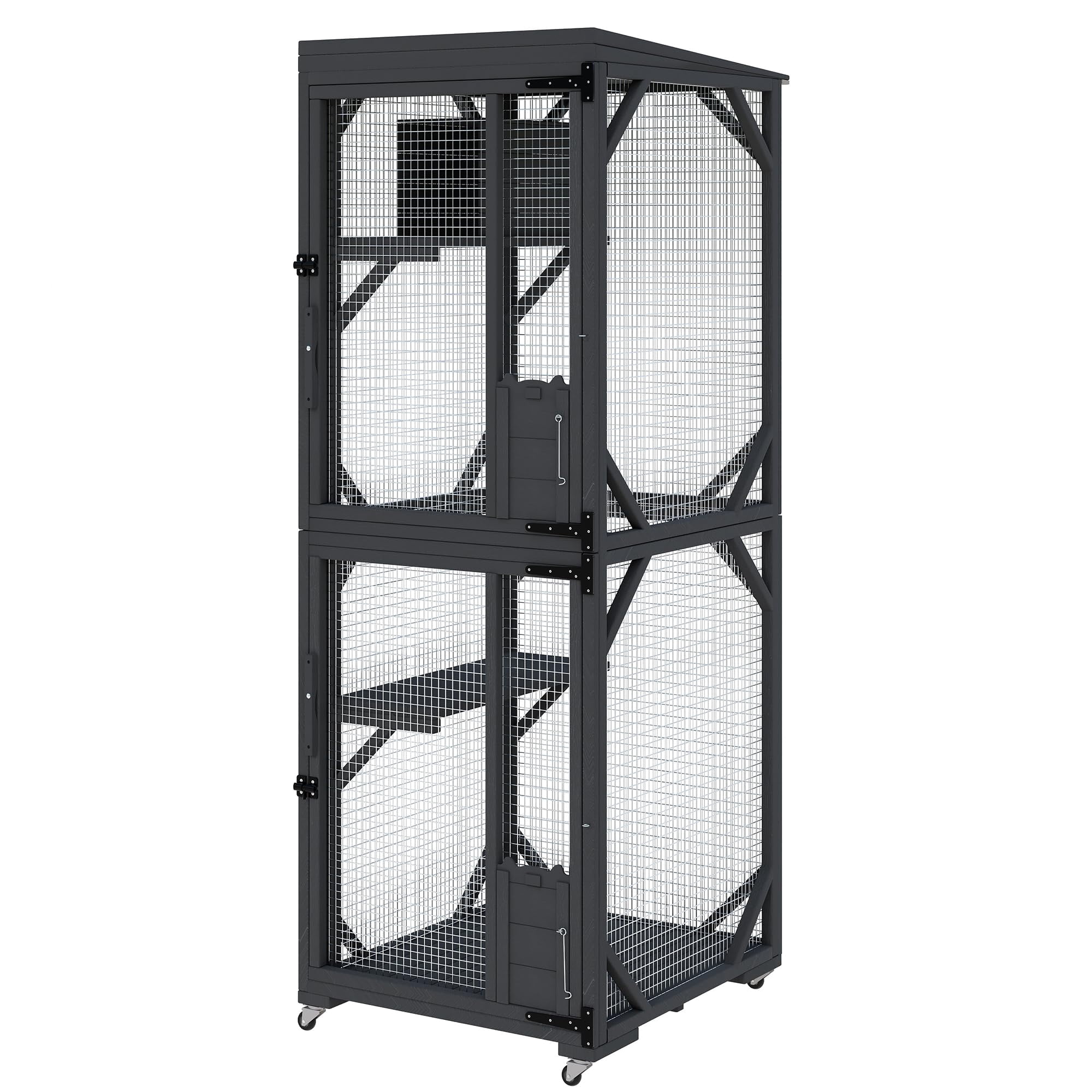 Outdoor Window Cat Enclosure, Walk-in Cat Cage, Outdoor Enclosure Extra Large,Black,Small