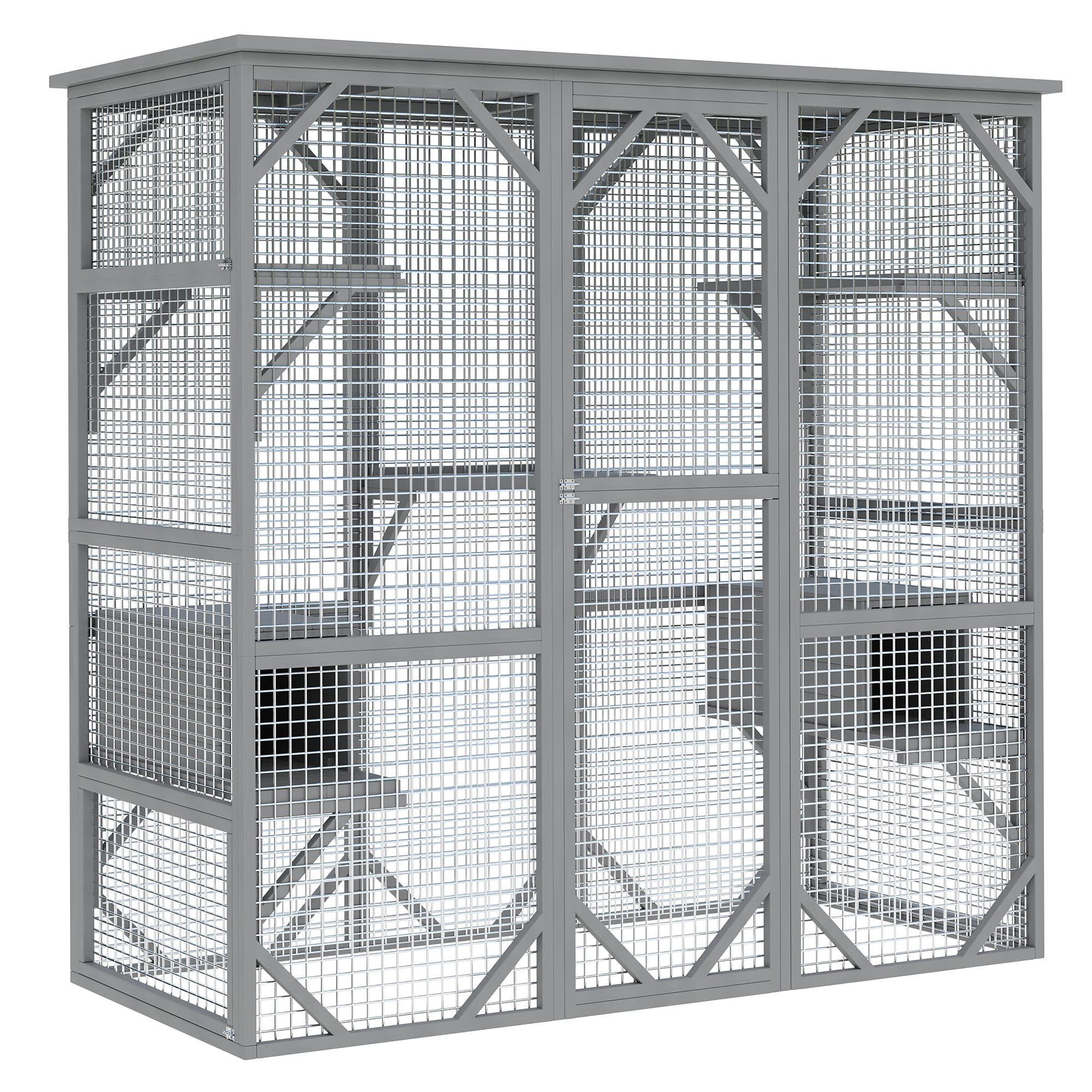 Outdoor Window Cat Enclosure, Walk-in Cat Cage, Outdoor Enclosure Extra Large,Grey,Large