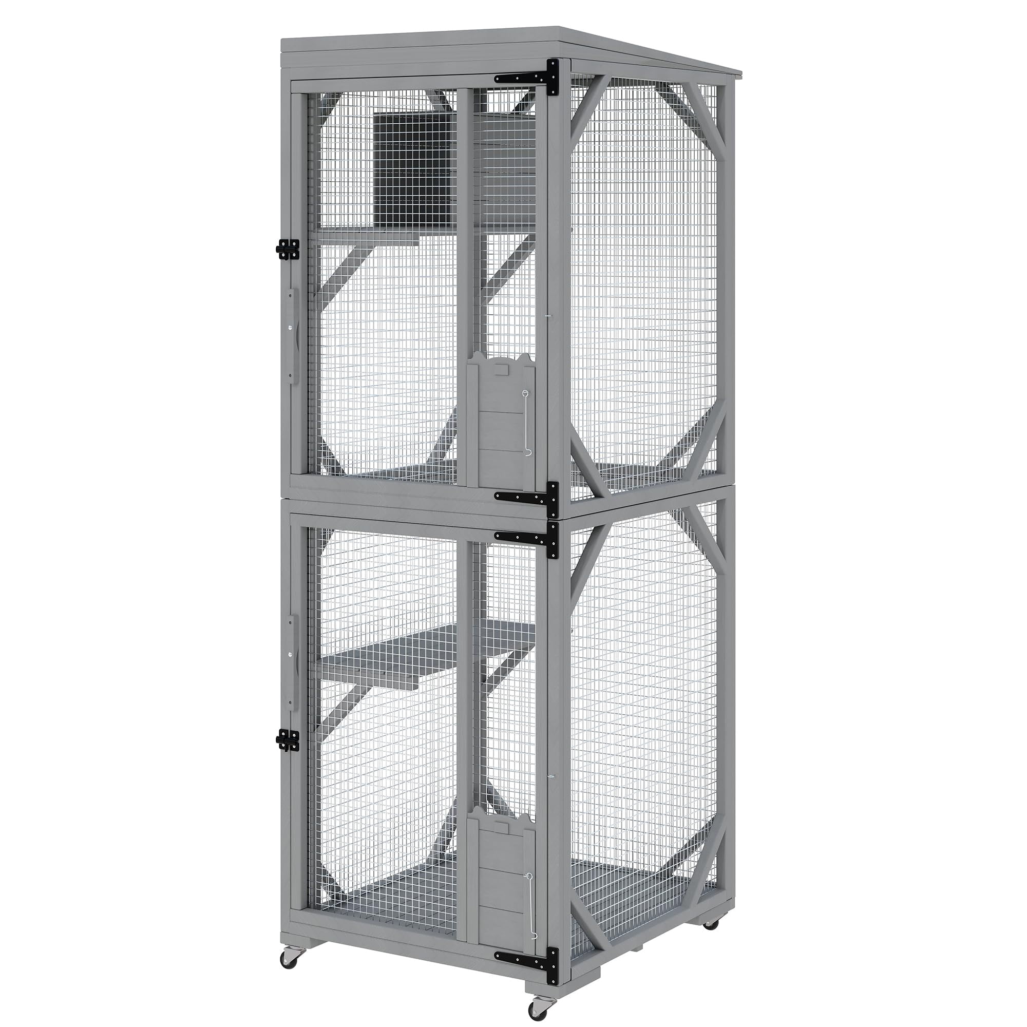 Outdoor Window Cat Enclosure, Walk-in Cat Cage, Outdoor Enclosure Extra Large,Grey,Small