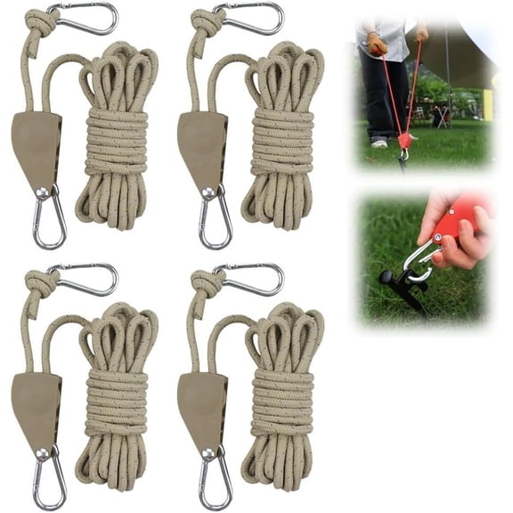 Outdoor Windproof Rope, Heatlyhot Camping Rope, Nylon Rope Retractable Ratchet Straps, Reflective Wind Rope Pulley Regulator, Adjustable Canopy Tent Strap, Heavy Duty Rope