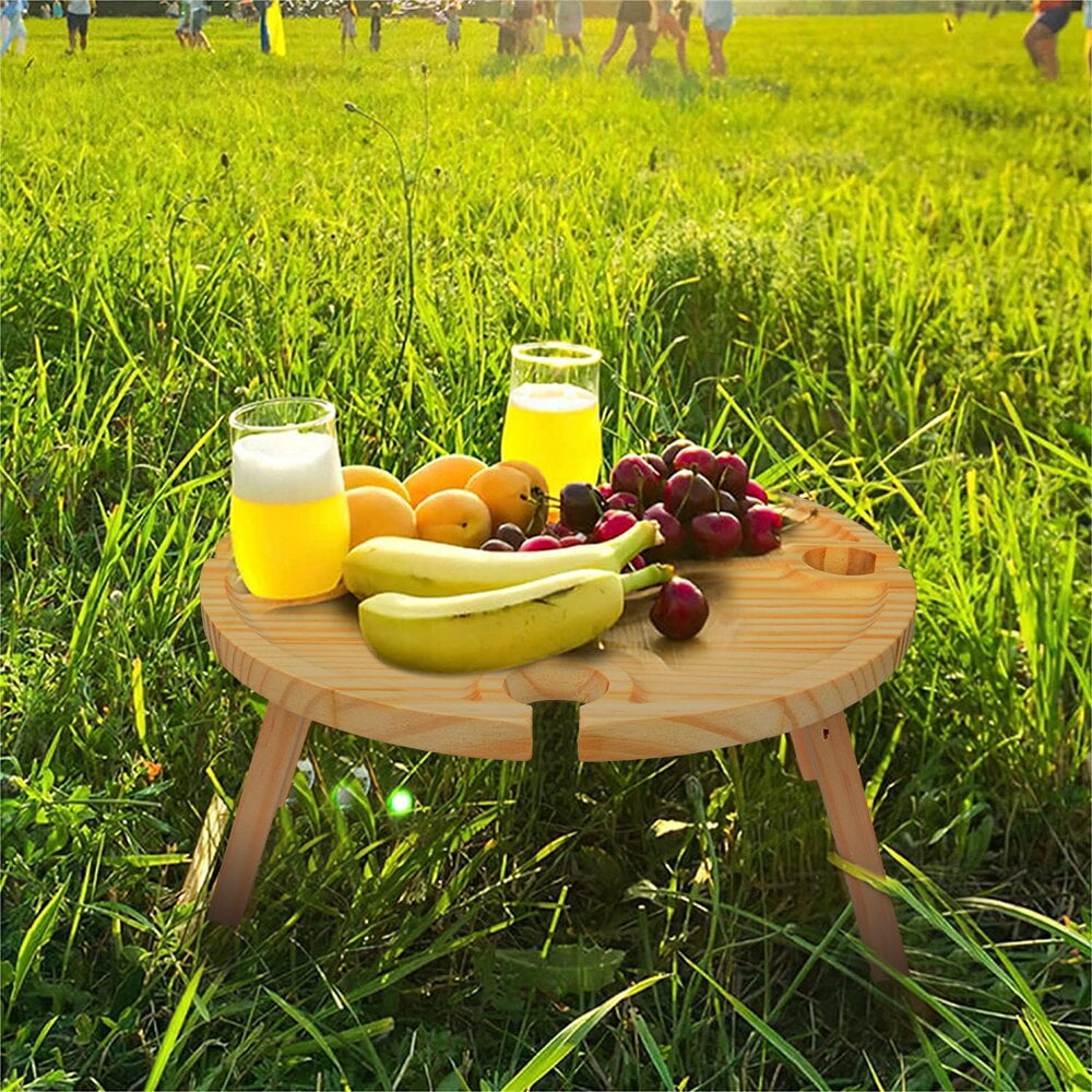 Small Folding Table Portable Wooden Picnic And Wine Table