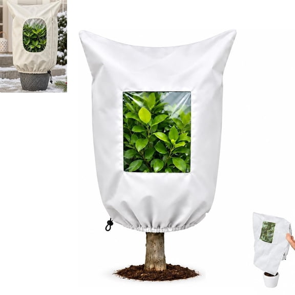 Outdoor Winter Plant Covers Freeze Protection Jacket with Viewing Window, Protective Frost Blanket Cover for Garden Trees