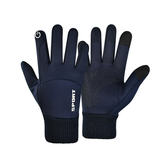 Outdoor Winter Warm All-Finger Touch Screen Gloves, Windproof Waterproof Design, Soft Fleece Lining, for Skiing, Snowboarding, and Cold Weather Activities, Blue, by Ihhxbz